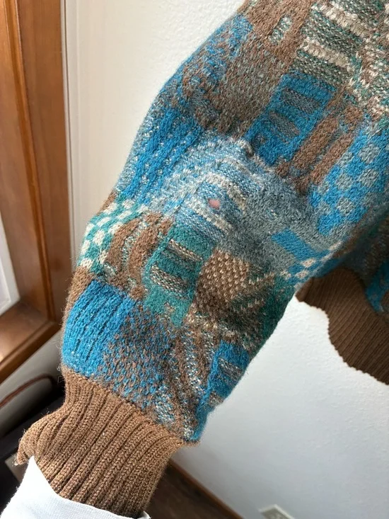 VTG Pendleton Pure 100% Wool Geometric Crewneck Sweater (Brown & Teal) (Size:L) - Picture 10 of 10